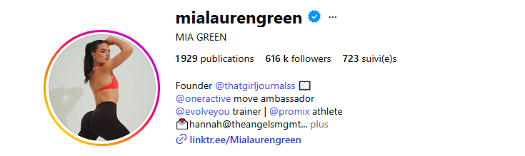 Mia Lauren Green - Female Fitness influencer