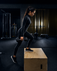 Women doing Step Up exercises for Glutes, stability and legs.